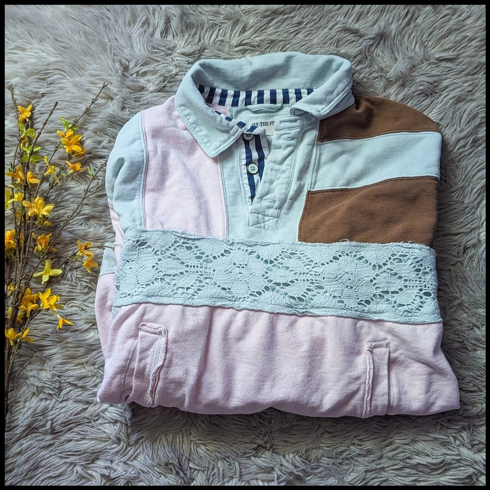RARE Free People We The Free American Dream Polo in Pink - Picture 1 of 16
